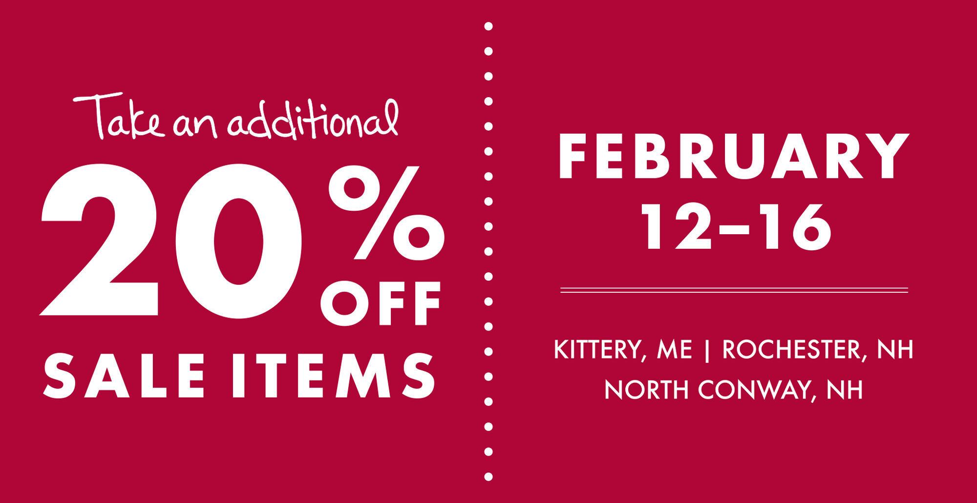Winter Clearance Sale | Take an additional 20% OFF sale items | February 12-16