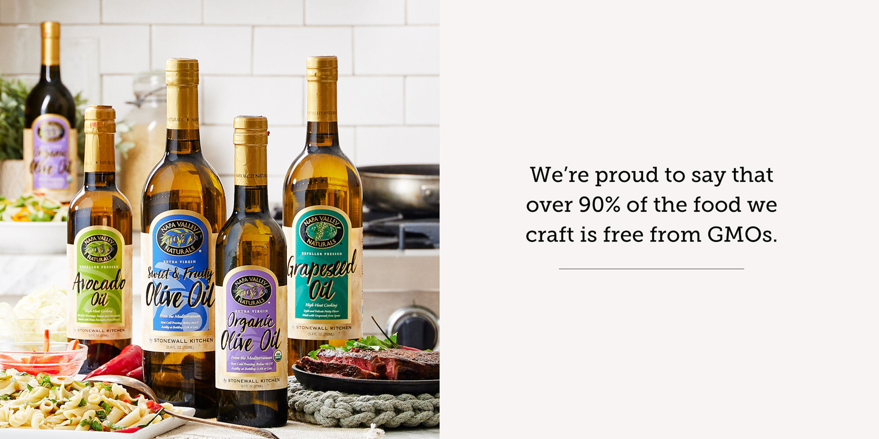 We're proud to say that over 90% of the food we craft is free from GMOs.