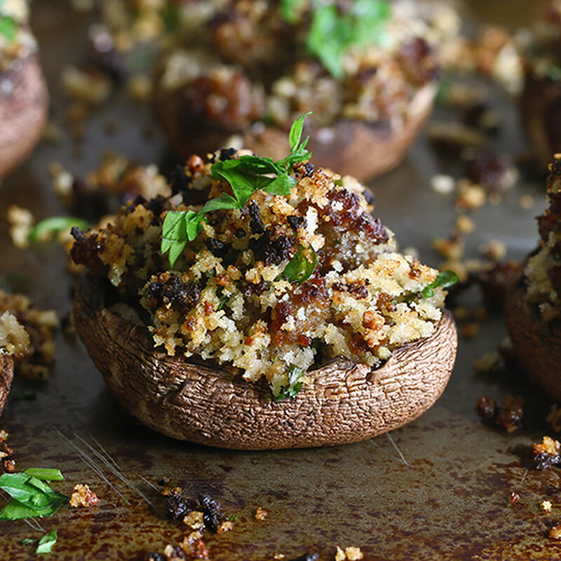 Manchego and Sausage Stuffed Mushrooms