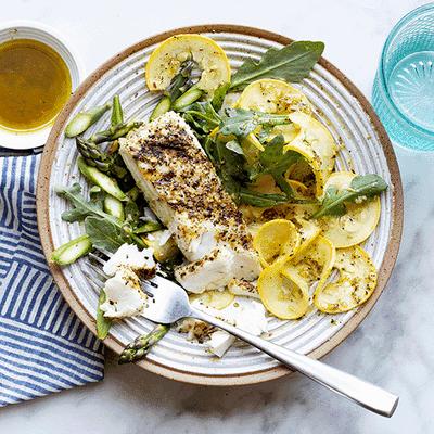 Summer Veggie Salad with Grilled Fish