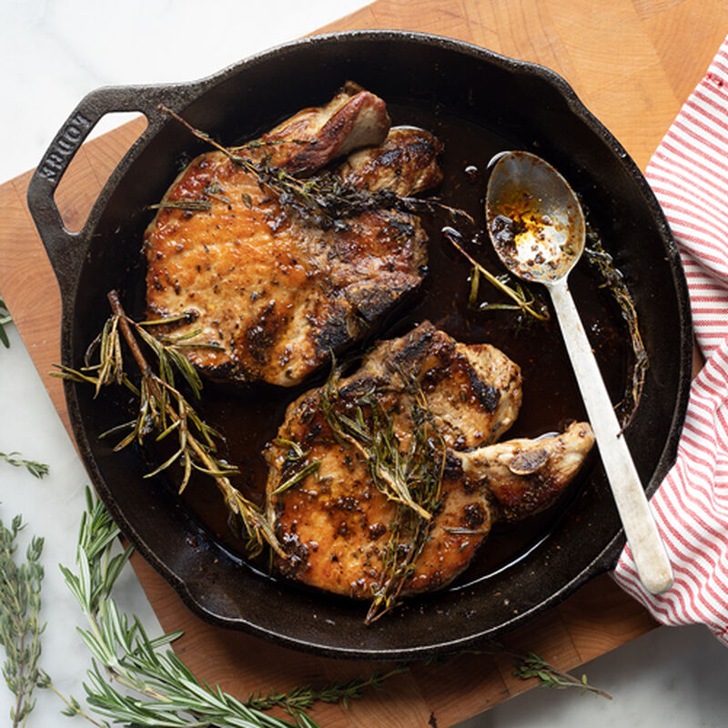 Herby Maple Butter-Braised Pork Chops