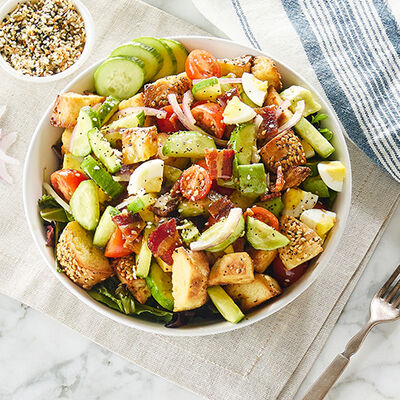 Everything Bagel Panzanella Salad