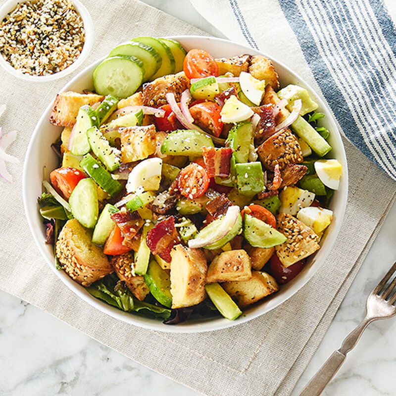 Everything Bagel Panzanella Salad