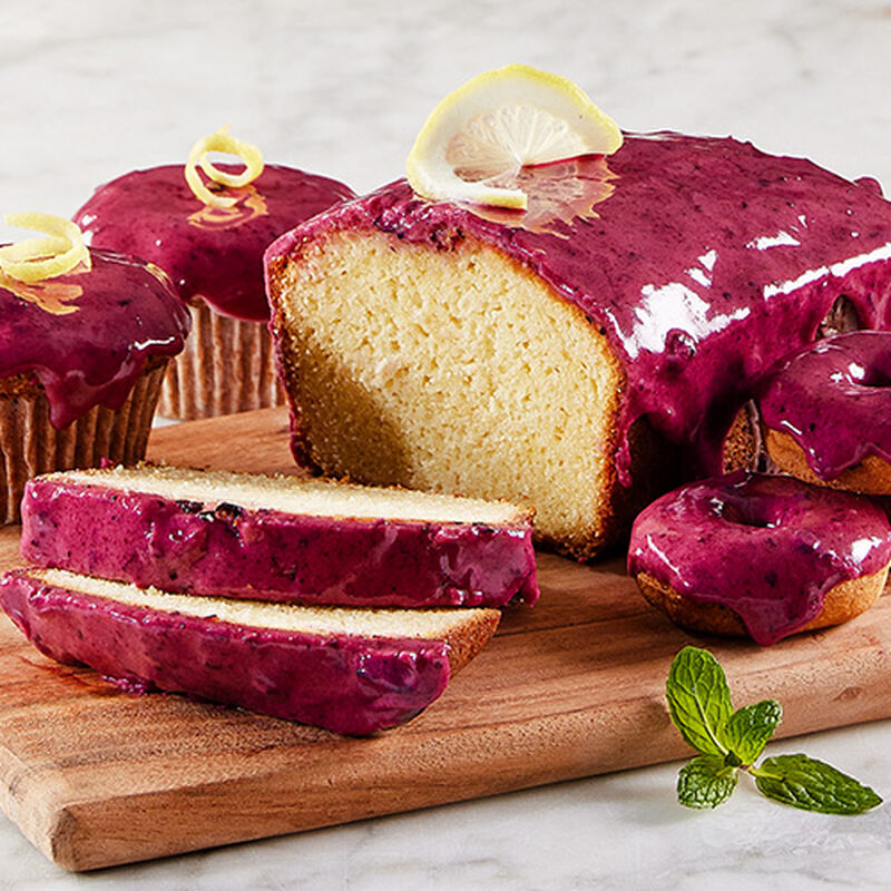 Blueberry Lemon Pound Cake with Blueberry Lemon Shrub Glaze