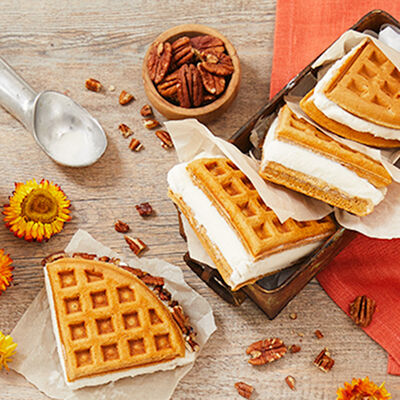 Pumpkin Waffle Ice Cream Sandwiches