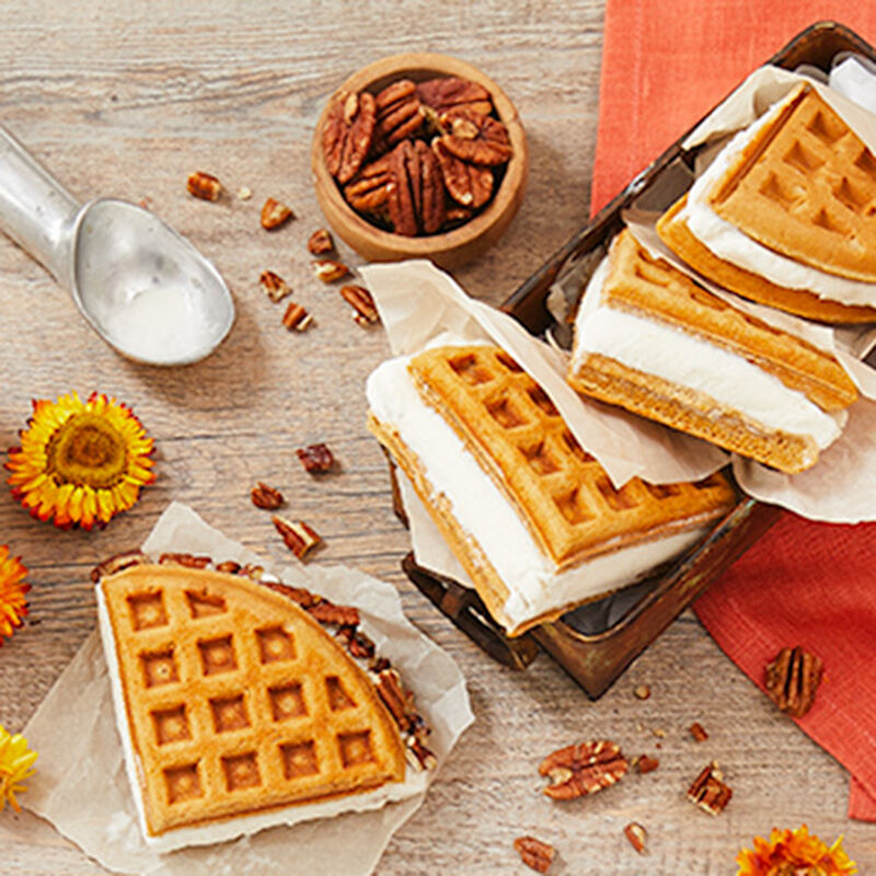 Pumpkin Waffle Ice Cream Sandwiches