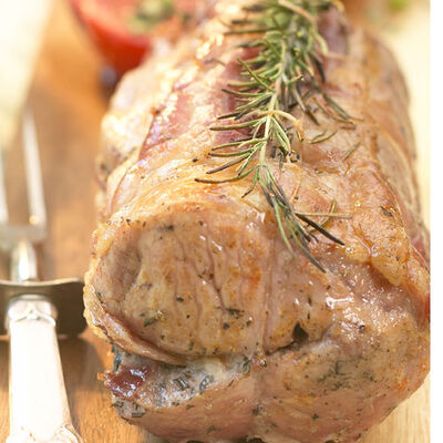 Stuffed Roast Pork with Savory Apple Cranberry Sauce