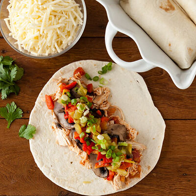 Chicken Portobello Enchiladas with Pineapple Chipotle Salsa