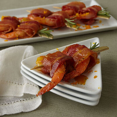 Garlic Rosemary Citrus Bacon Wrapped Shrimp
