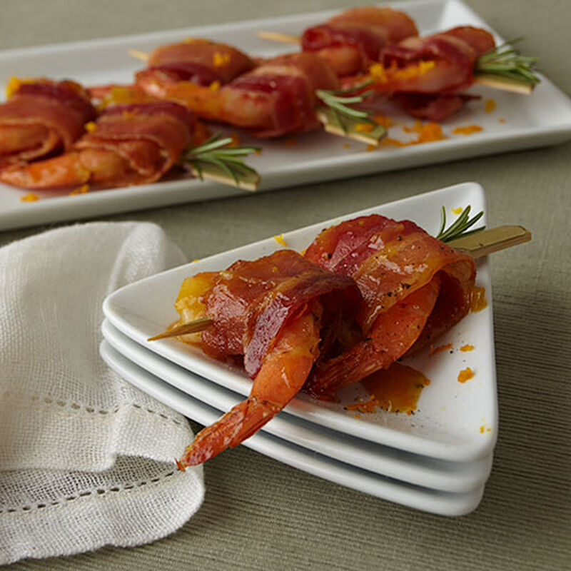 Garlic Rosemary Citrus Bacon Wrapped Shrimp