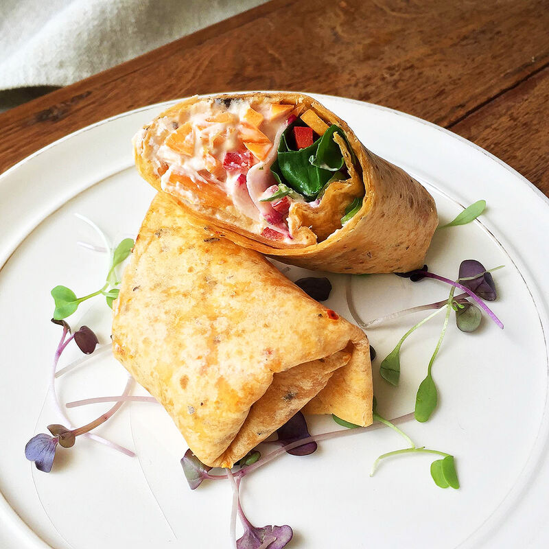 Summertime Vegetable Salad Wrap with Mango Goat Cheese
