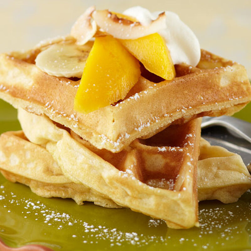 Toasted Coconut and Banana Waffles