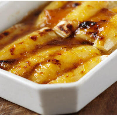 Mango Peach Glazed Bananas