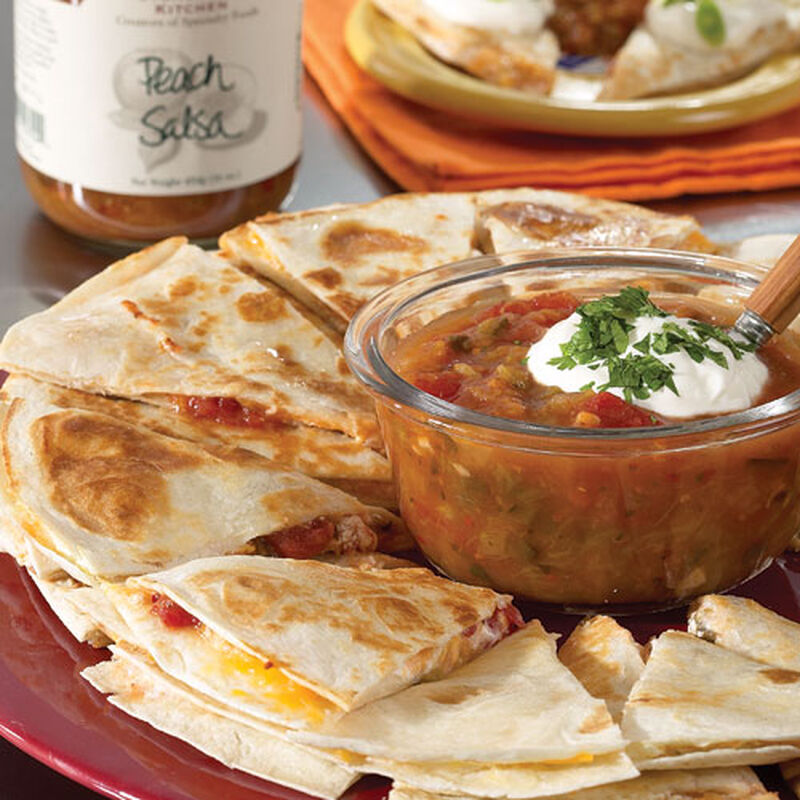 Peach Salsa Quesadillas