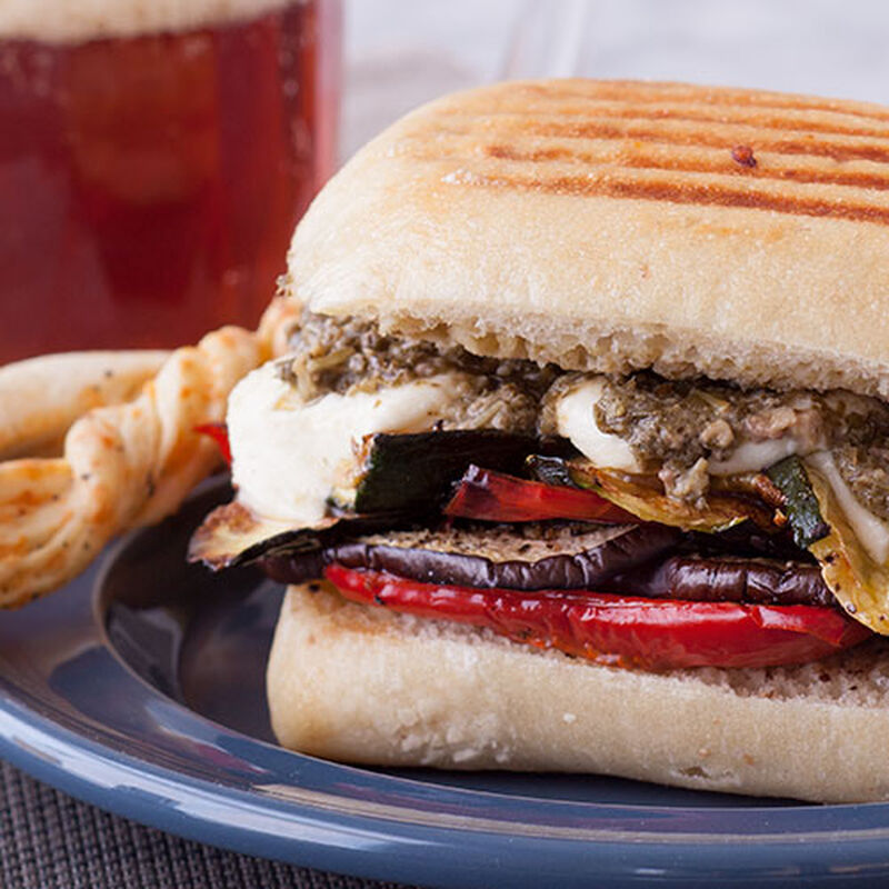 Roasted Vegetable and Pesto Panini